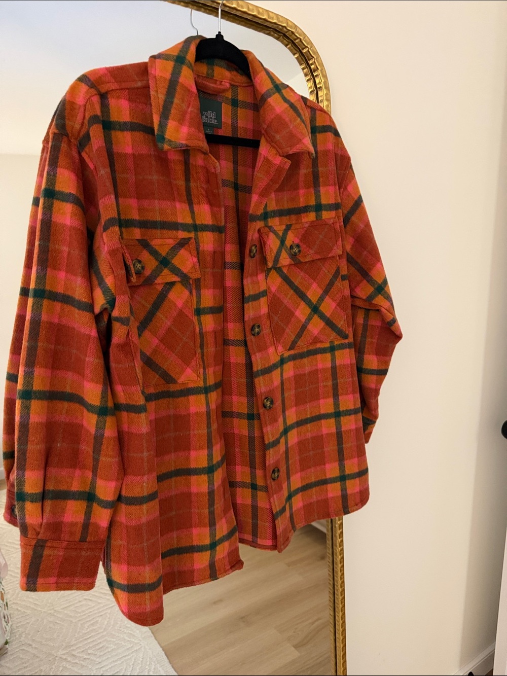 Orange Plaid Lightweight Shacket